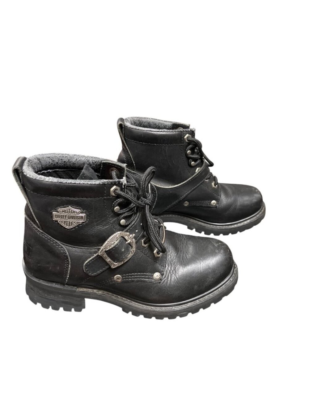 Harley Davidson 81024 wms black leather ankle moto riding boots sz 8 SKU 10-381 - Picture 3 of 16